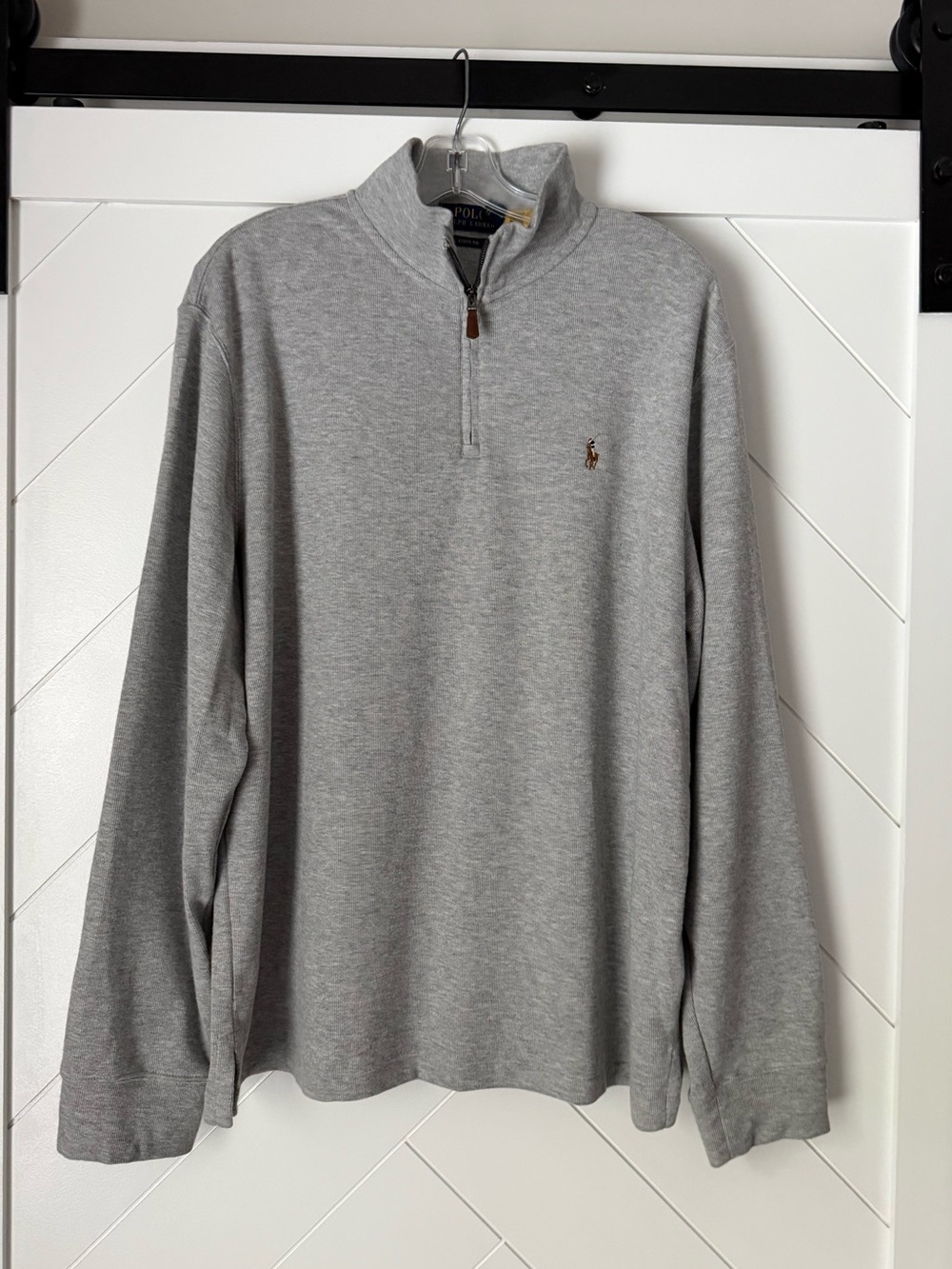 Polo by Ralph Lauren men’s estate rib Light Gray Quarter-Zip Pullover